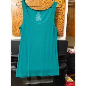 Faded Glory Womens Ribbed Scoop Neck Tank Top Teal Green Sleeveless XXL 2XG 20